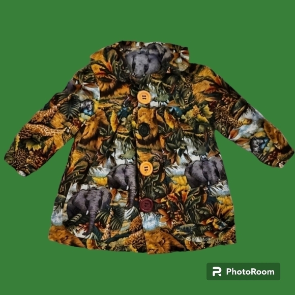 HANDMADE Jungle Safari Button Down Girls Dress - Picture 1 of 5